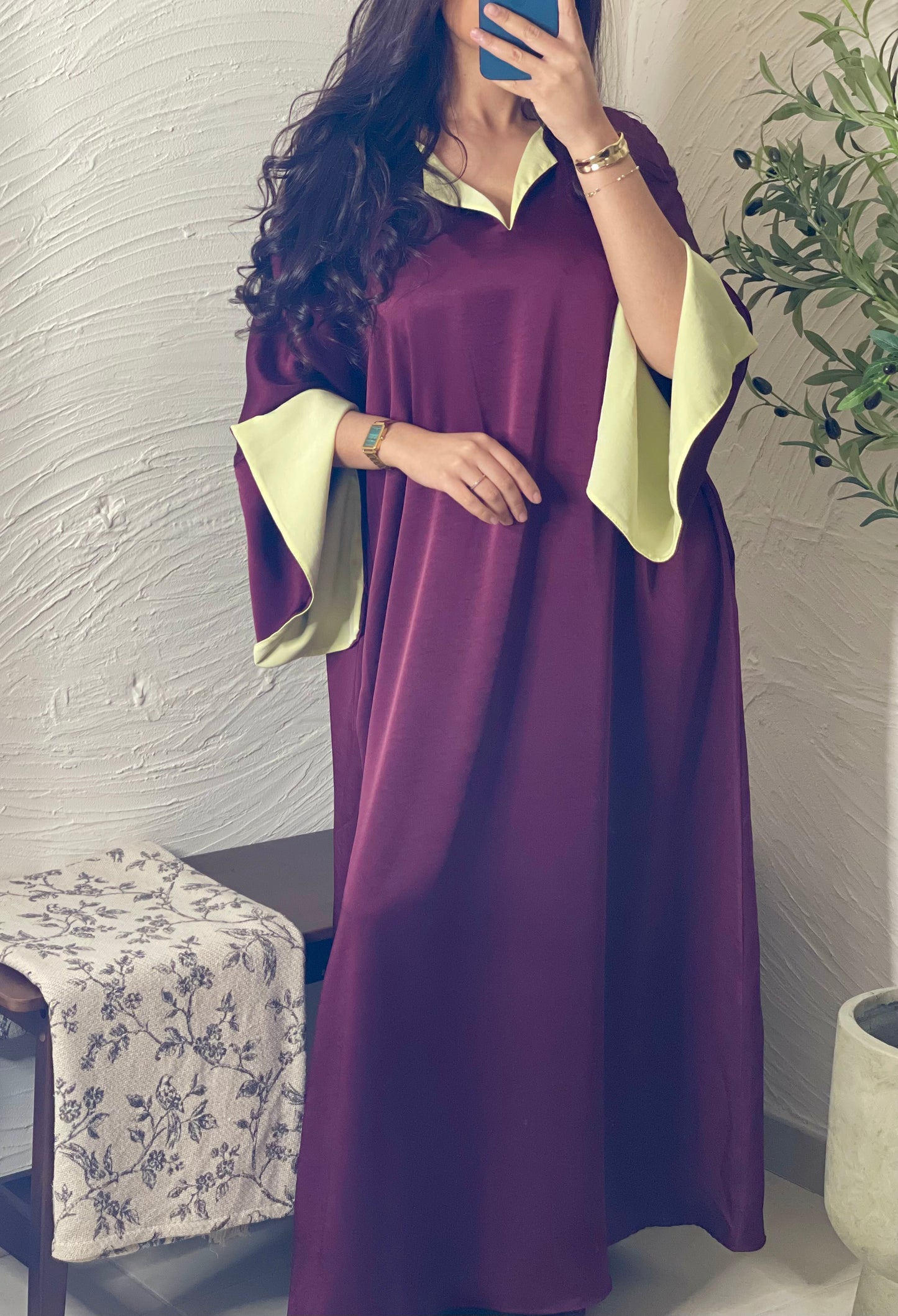 Abaya bicolore - Bordeaux