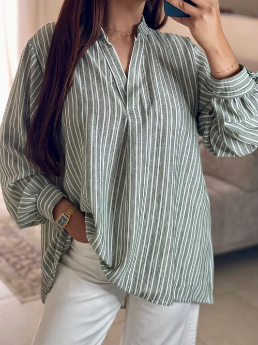 Blouse rayé - Verte