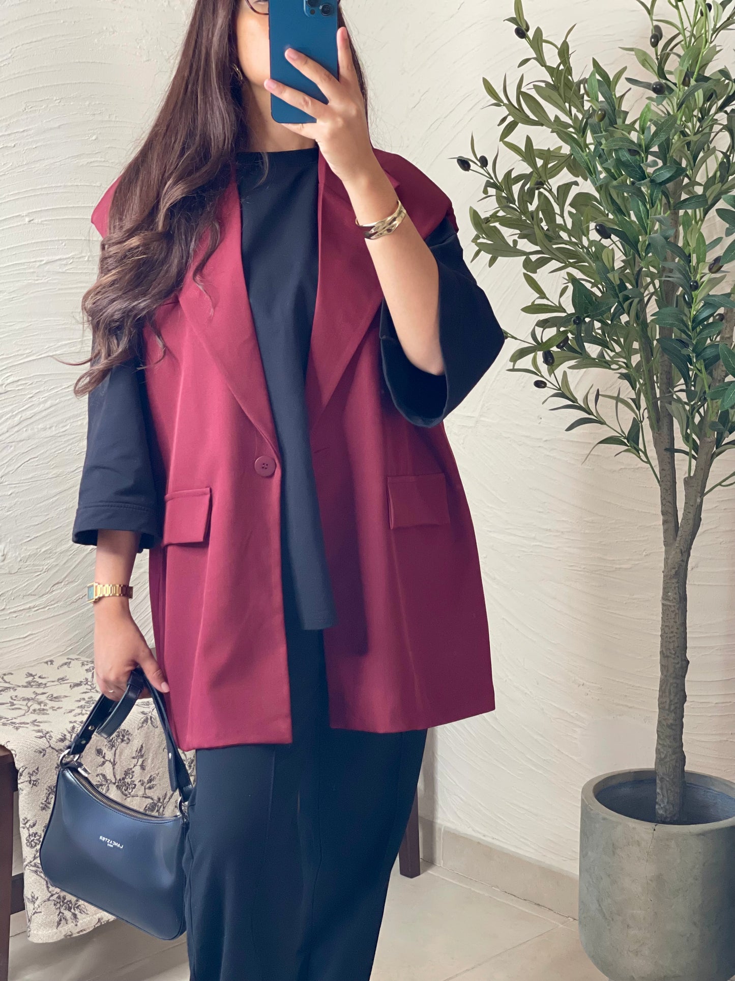 Blazer oversize sans manches - Bordeaux