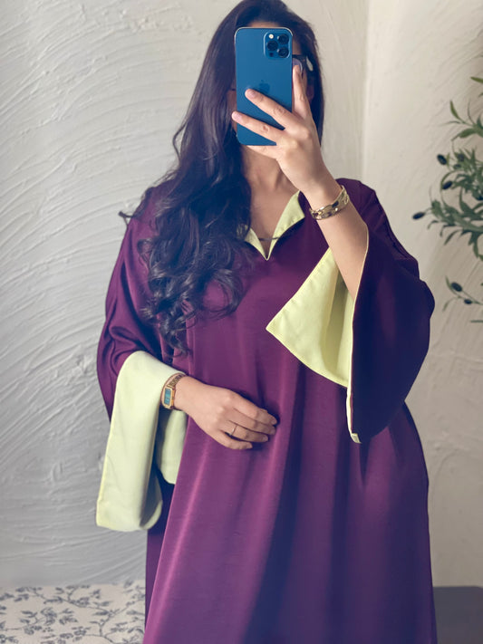 Abaya bicolore - Bordeaux