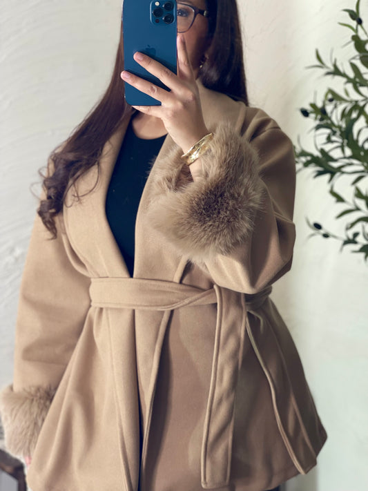 Manteau fourrure - Camel