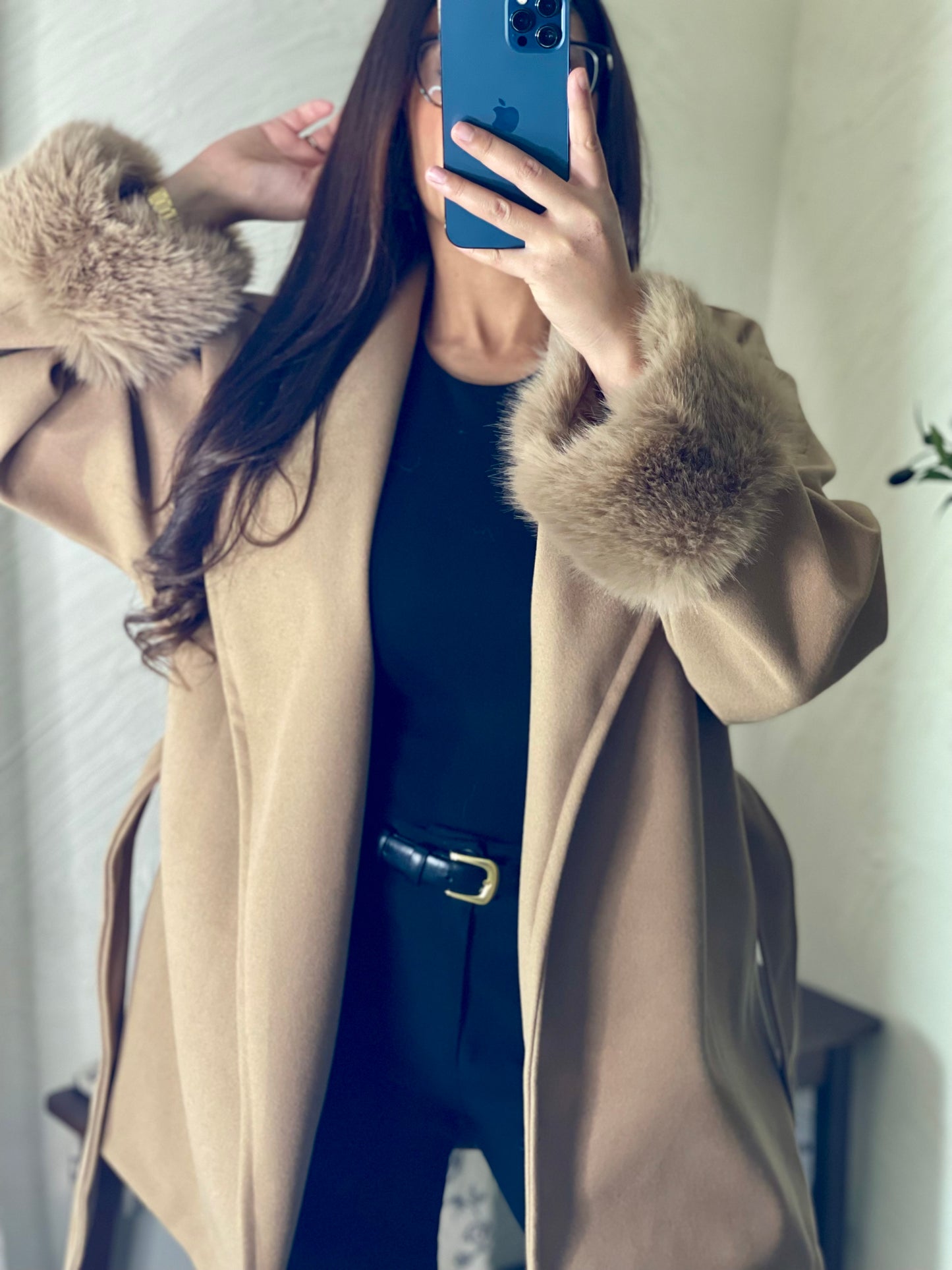 Manteau fourrure - Camel