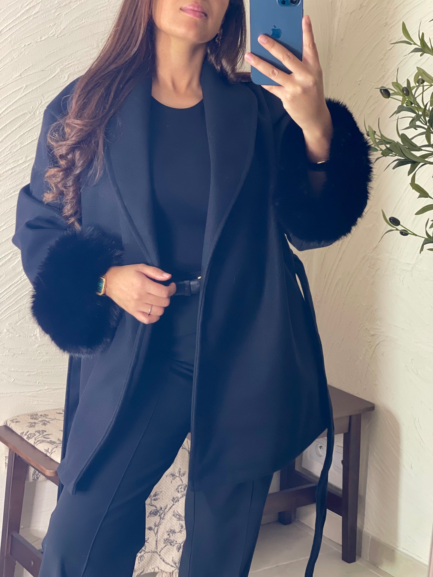 Manteau fourrure - Noir