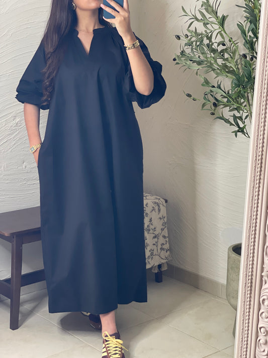 Robe manche bouffante - Noire