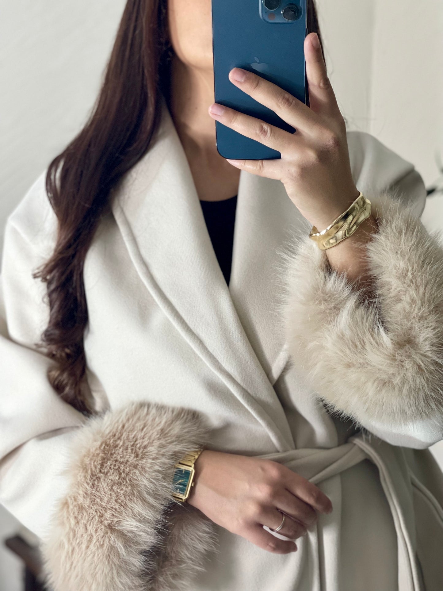 Manteau fourrure - Beige