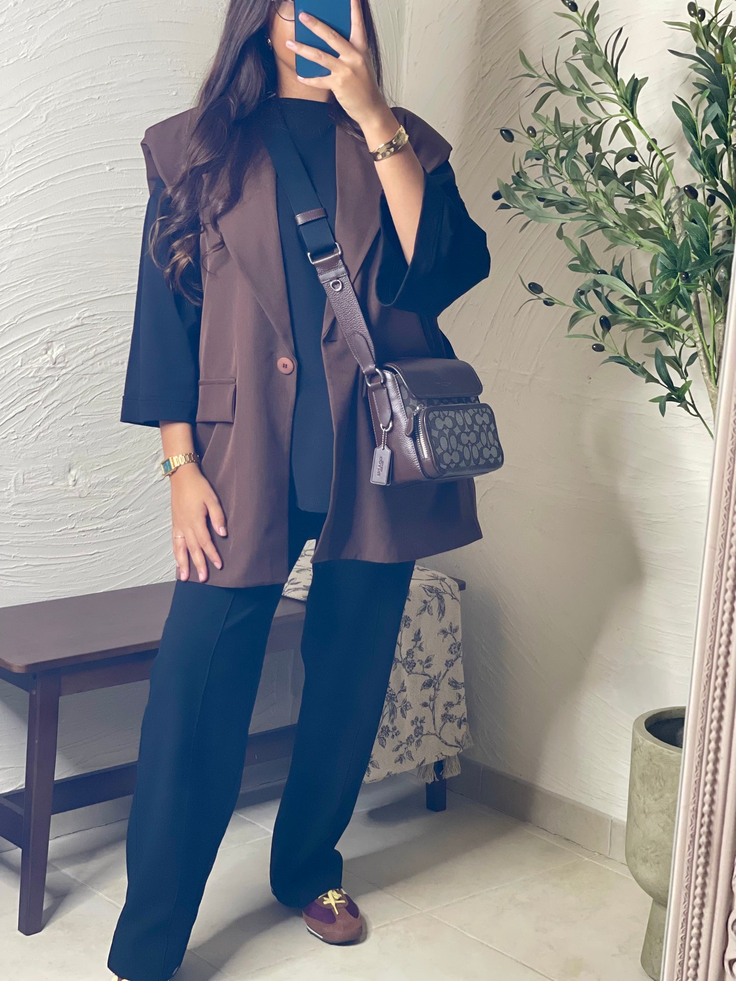 Blazer oversize sans manches - Marron