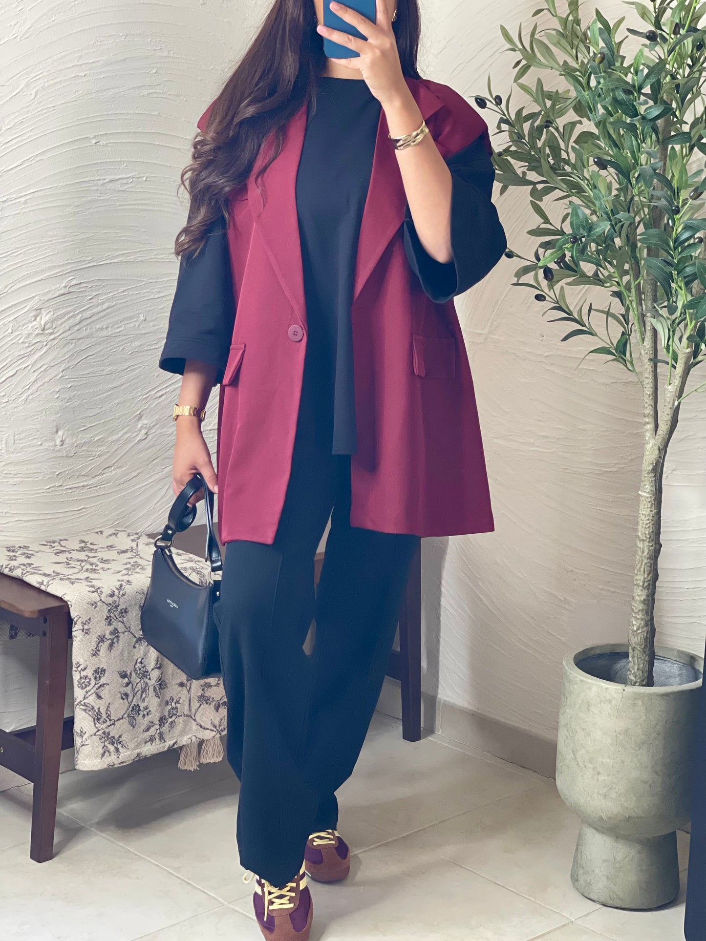 Blazer oversize sans manches - Bordeaux
