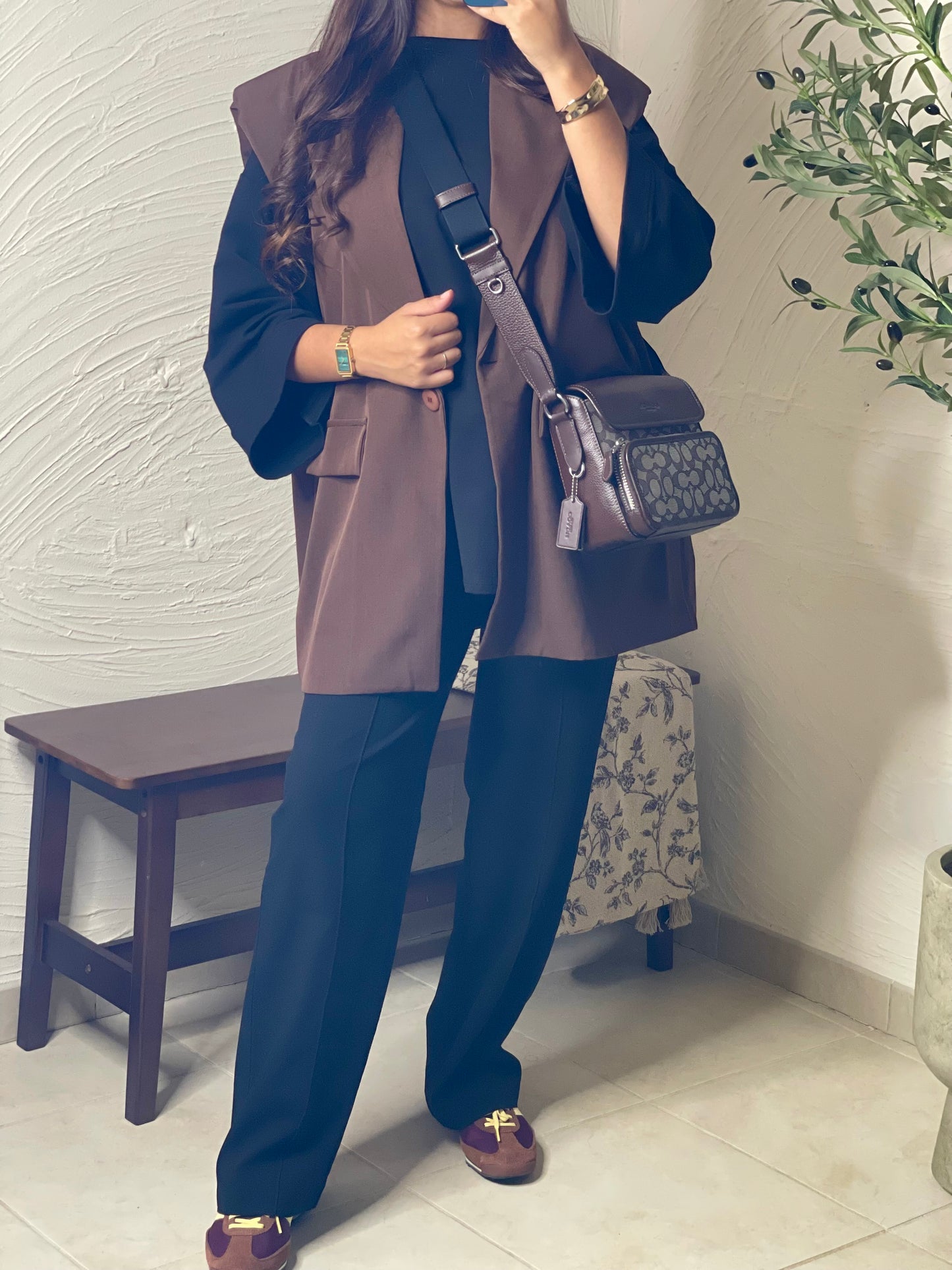 Blazer oversize sans manches - Marron
