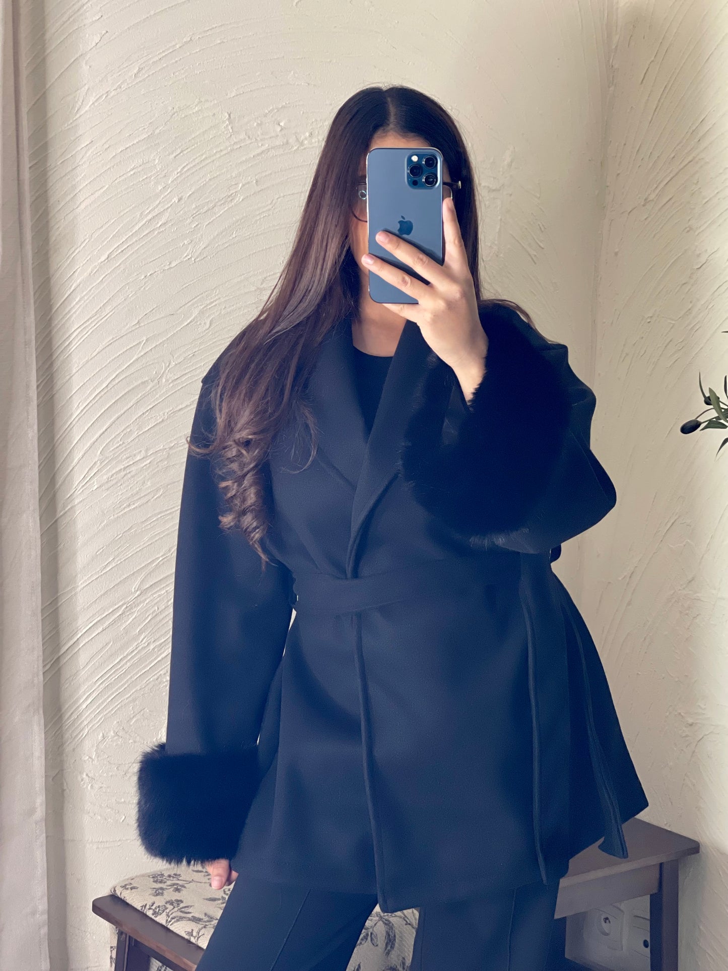 Manteau fourrure - Noir